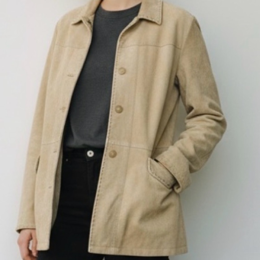 Eddie Bauer‎ Seattle Vintage Suede-Leather Washable Women's Tan  Jacket, size XS